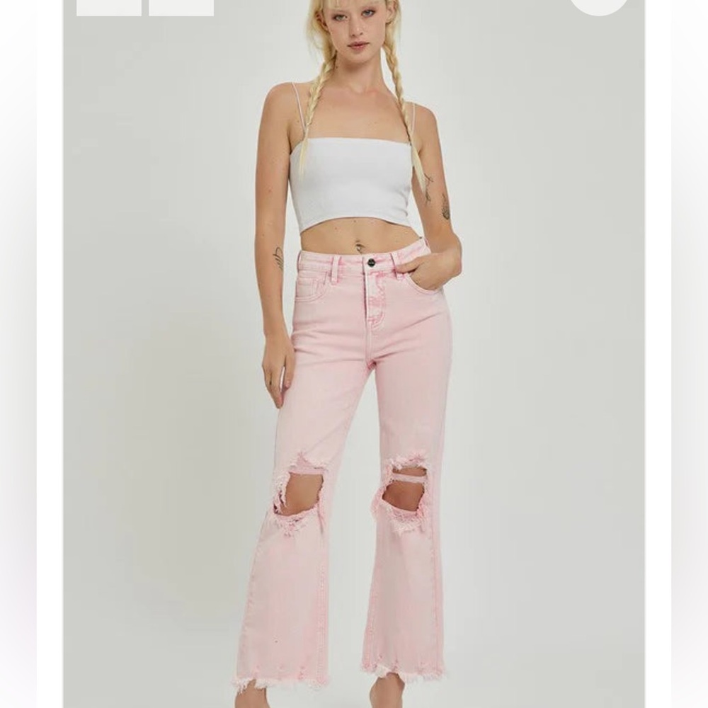 Pink ripped risen jeans size 13/31